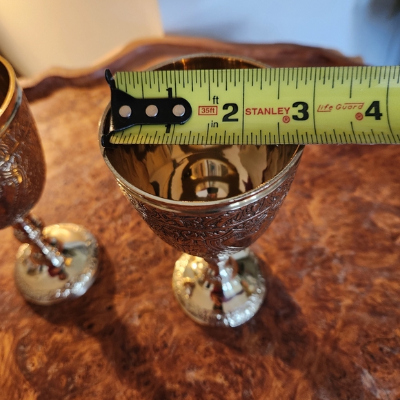 Stanley Gold Ornate Chalice Pair - Picture 4 of 5